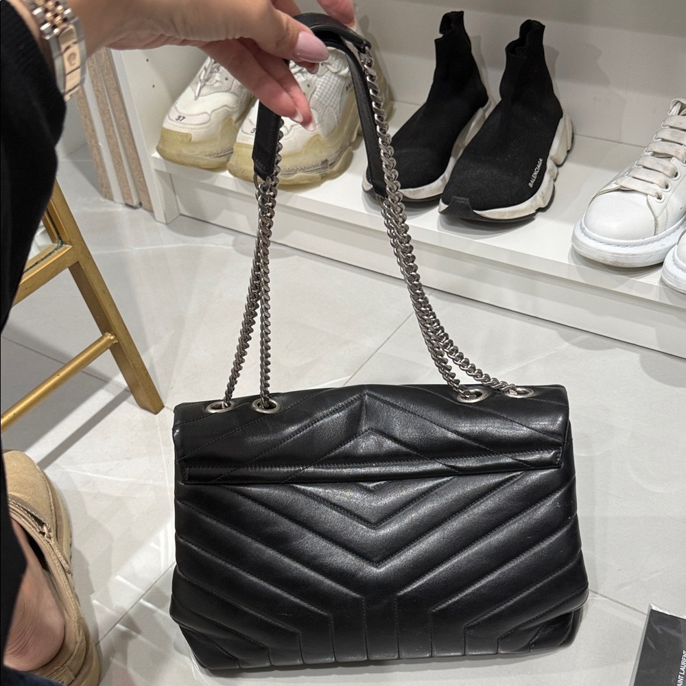 Yves Saint Laurent Black Quilted Shoulder Bag with Chain Strap - Picture 4 of 5